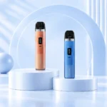خرید-پاد-سیستم پاد-ارزان Rose-Gold-and-Blue-Vape-Devices-on-Pedestals