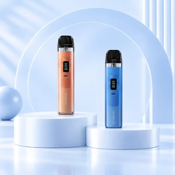 خرید-پاد-سیستم پاد-ارزان Rose-Gold-and-Blue-Vape-Devices-on-Pedestals